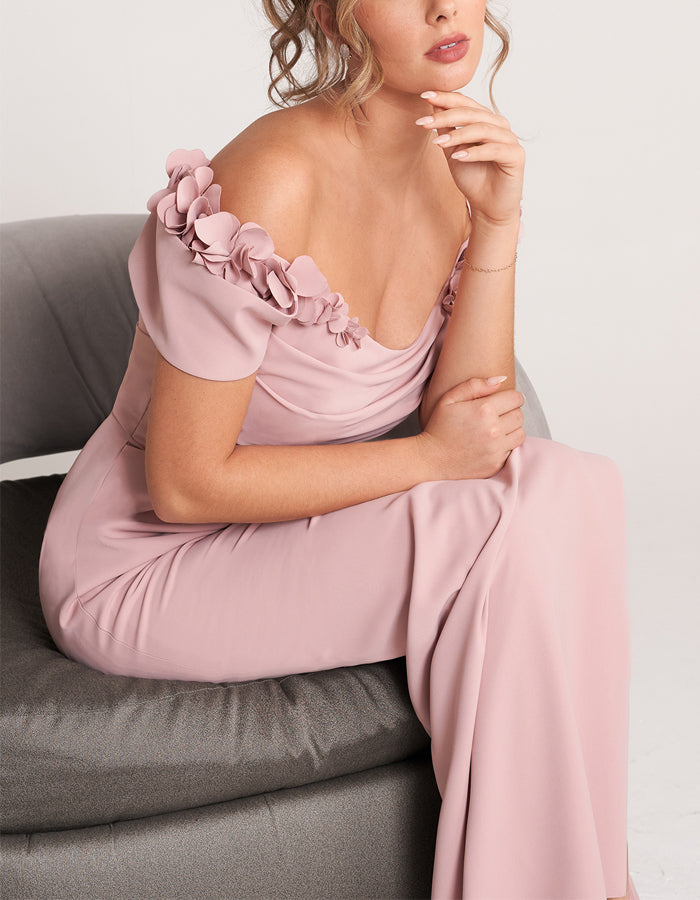 Abito lungo rosa fit and flare