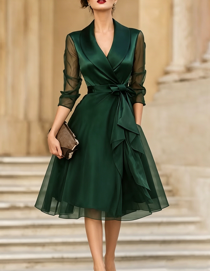 Vestido Midi de Tule Cetim Borgonha