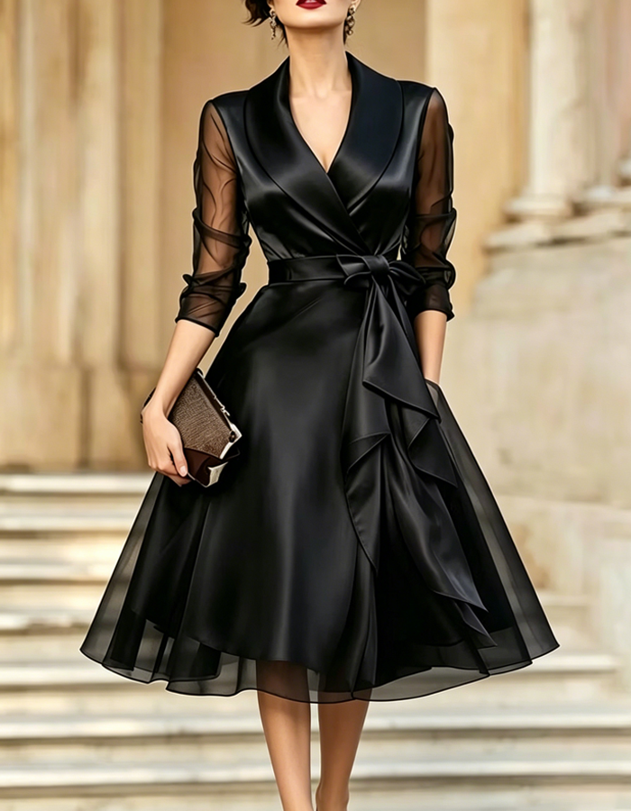 Vestido Midi de Tule Cetim Borgonha
