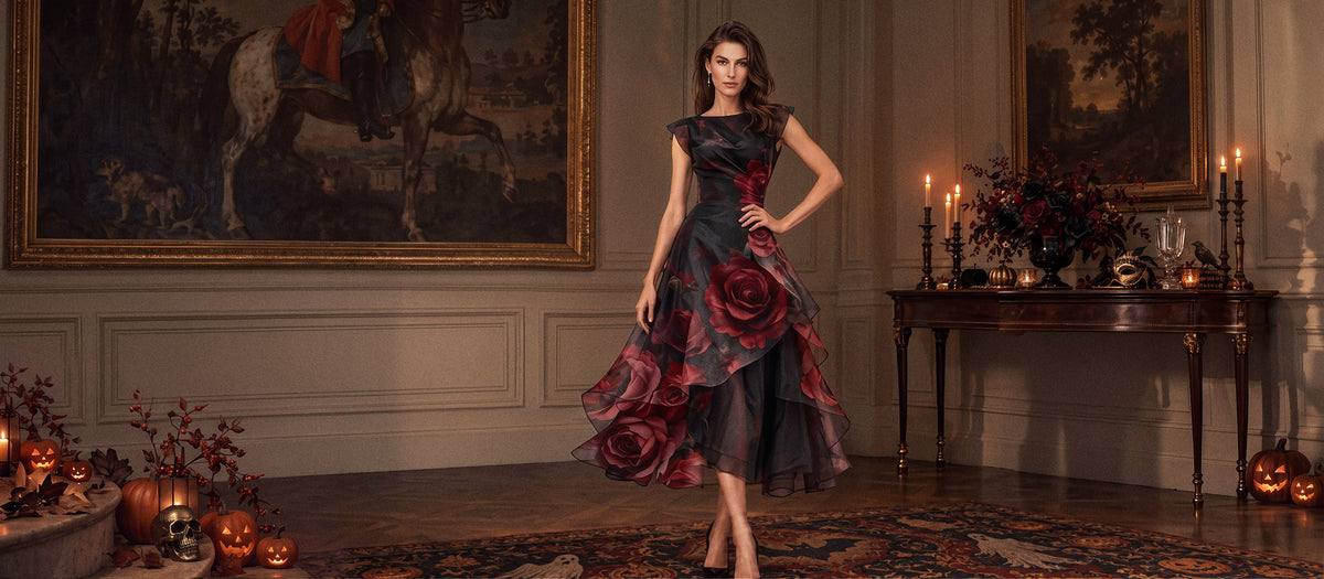 <p>Vestido midi rosa oscuro con volantes</p>