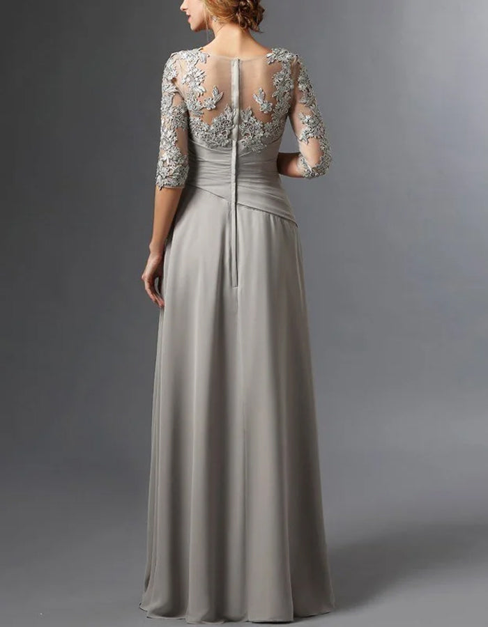 Vestido maxi de encaje sólido con diseño de cuello cuadrado