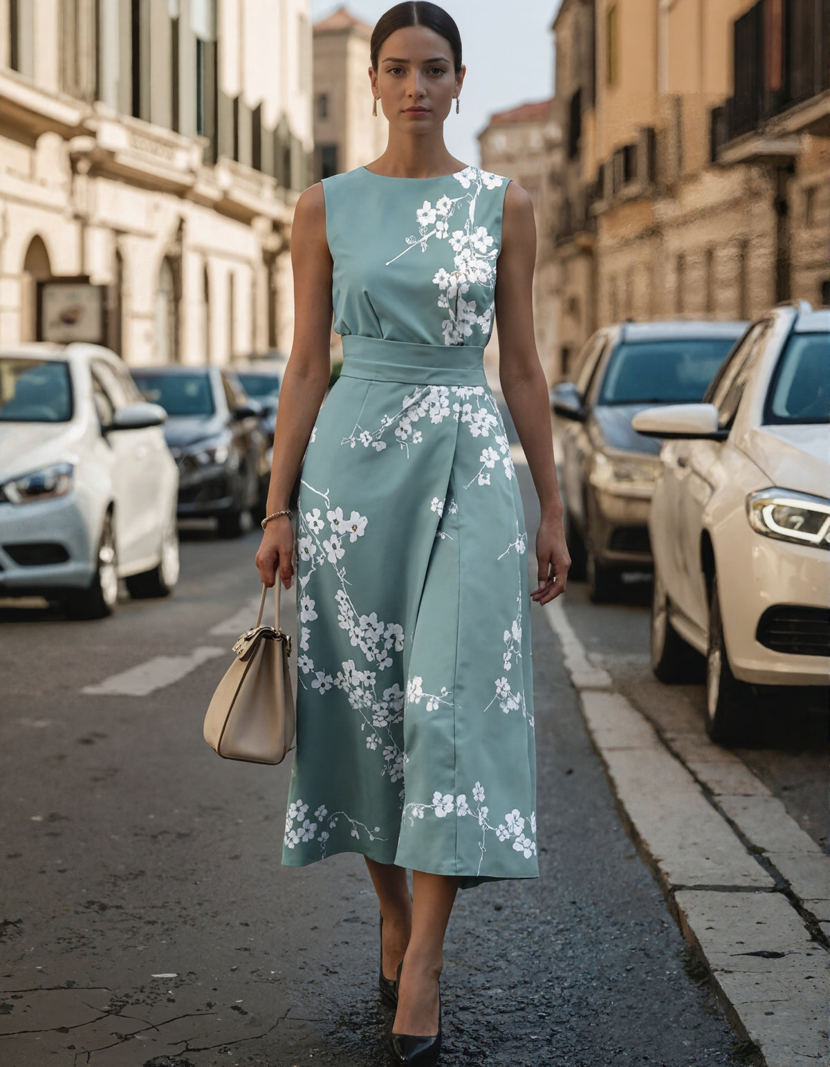 A-Linien-Kleid mit Blumenmuster