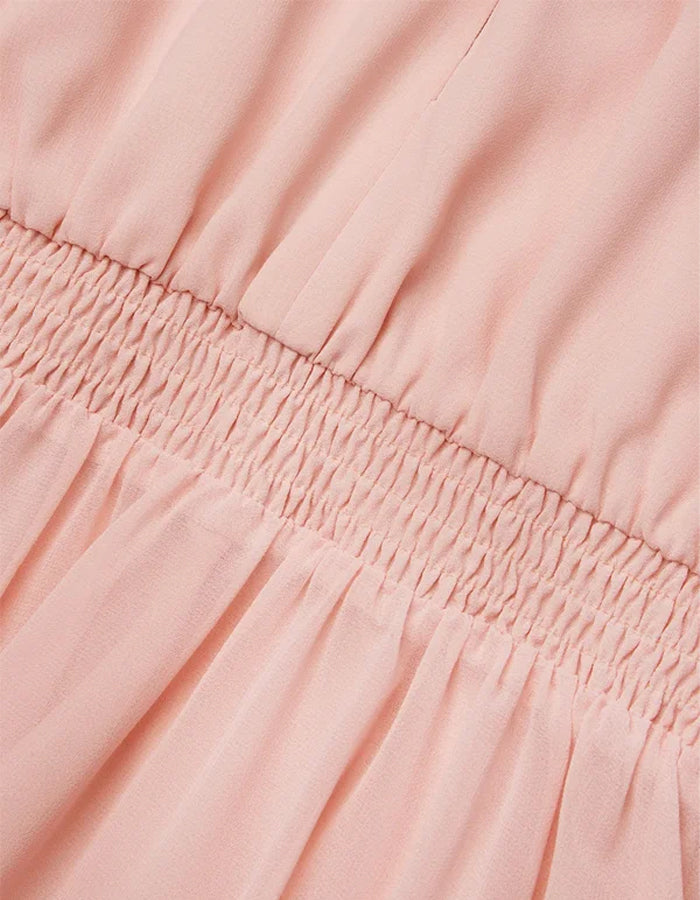 Robe plissée rose blush à col halter