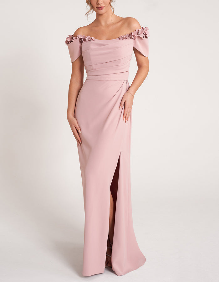 Abito lungo rosa fit and flare