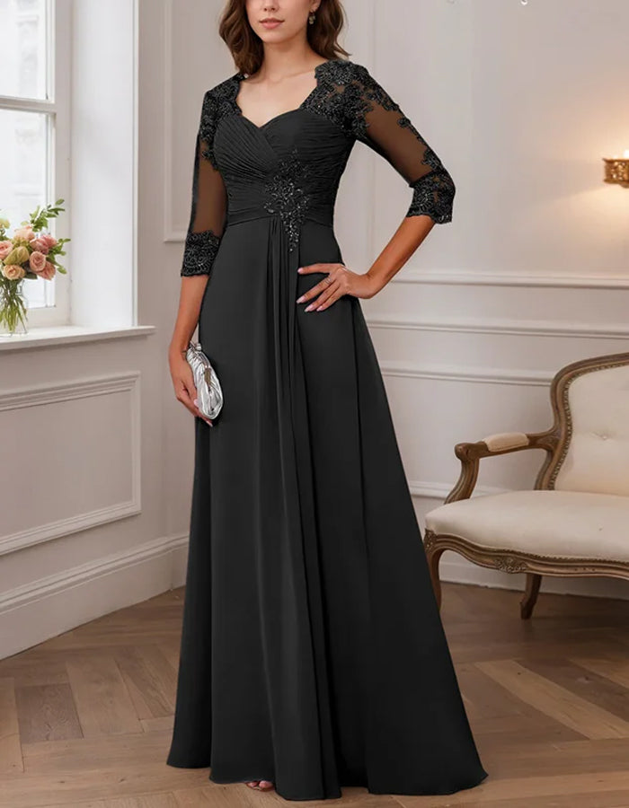 Vestido Maxi de Chiffon em Cor Pura e Temperamental